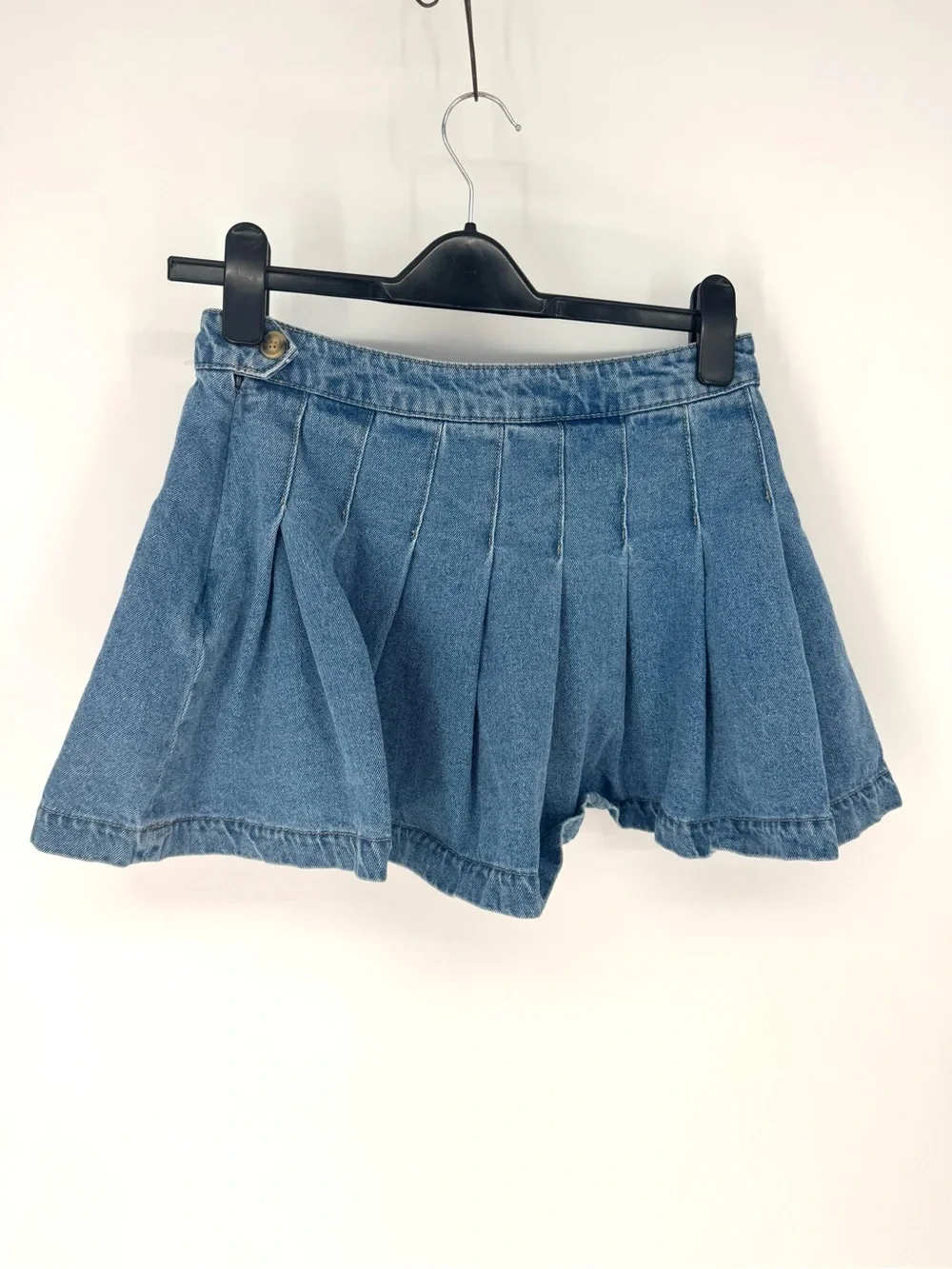 Forever 21 whimsy festival Wester Blue Pleated Denim Skater Mini Skirt